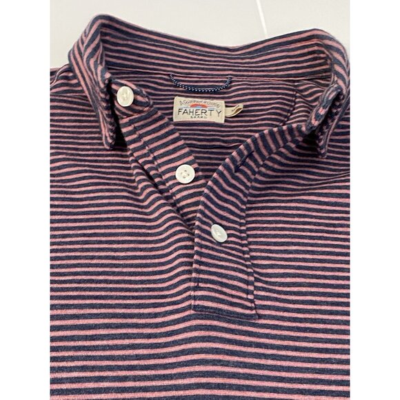 Faherty Movement Polo Shirt Men’s M Short Sleeve Soft Button Down Storm Stripe - Picture 9 of 16